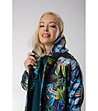 Дамско палто в тъмносиньо с флорален принт Zosia-2 снимка
