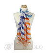 Бял шал на контрастни ленти в синьо и оранжево Mona-0 снимка