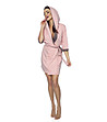 Бледорозов дамски памучен халат с контрастен принт-0 снимка