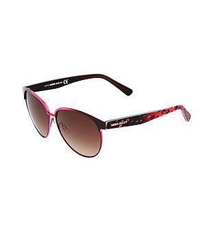 Дамски слънчеви очила в розово и черно с лого снимка