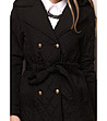 Дамско късо палто в черен цвят с колан-2 снимка