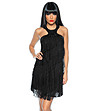 Черна рокля с асиметрични каскадни ленти Darla-0 снимка