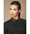 Черна дамска блуза с яка-2 снимка