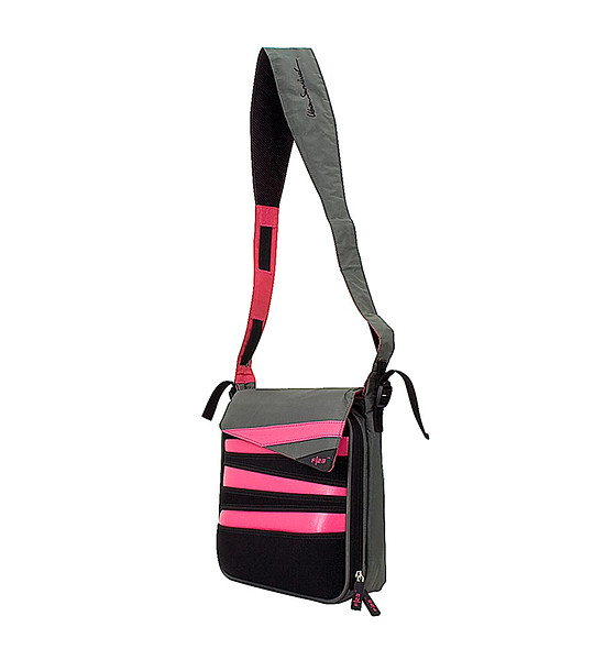 Чанта за рамо в сиво, черно и розово снимка