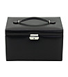 Черна кожена кутия за бижута с дръжка Lux-1 снимка