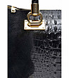 Черна кожена чанта с релефни елементи Frances-2 снимка