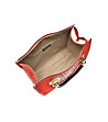 Червена кожена чанта с релефни елементи Adelaide-3 снимка