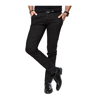 Мъжки памучен панталон в черно снимка