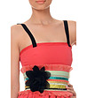 Памучна рокля в нюанс на цвят корал с контрастни елементи-4 снимка