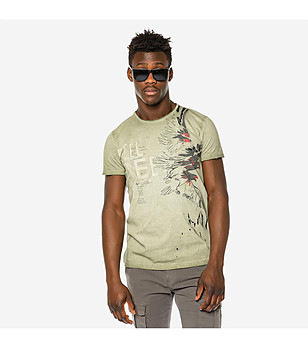 Памучна мъжка тениска в бледозелено снимка