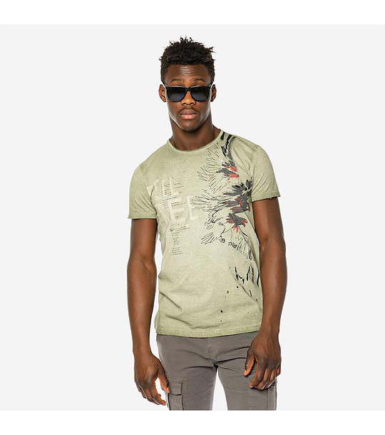 Памучна мъжка тениска в бледозелено снимка