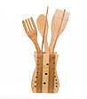 Комплект бамбукови кухненски прибори с поставка-0 снимка