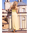 Дълга жълта рокля с декорация-1 снимка