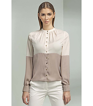 Дамска риза в бежово и екрю снимка