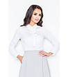 Бяла дамска блуза с панделки Roxana-0 снимка
