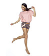 Памучна пижама в цвят мока и праскова Dina-0 снимка