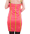 Памучна цикламена рокля с контрастни ленти-1 снимка