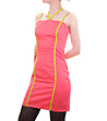 Памучна цикламена рокля с контрастни ленти-2 снимка