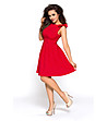 Червена рокля с декоративни панделки-0 снимка