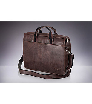 Тъмнокафява мъжка чанта за лаптоп 15,6" снимка