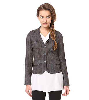 Сиво сако с декоративни кафяви линии снимка