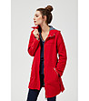 Червено дамско яке с памук-3 снимка