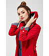 Червено дамско яке с памук-4 снимка