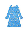 Синя рокля с флорален принт-4 снимка