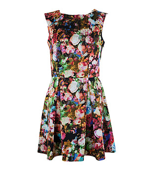 Памучна рокля с многоцветен флорален принт снимка