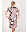Памучна бежова рокля с флорален принт-1 снимка