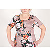 Памучна бежова рокля с флорален принт-3 снимка