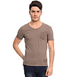 Мъжка памучна тениска в цвят таупе-0 снимка