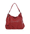 Чанта в червено с декоративен пискюл-0 снимка
