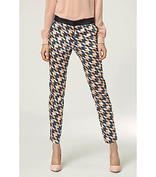 Многоцветен дамски панталон с контрастен кант Jemima снимка