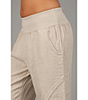 Дамски бежов панталон с широк ластик-3 снимка