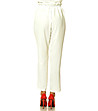 Дамски панталон в цвят екрю-1 снимка