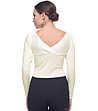 Памучна боди-блуза с ръкави в цвят екрю-3 снимка