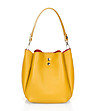 Жълта кожена чанта тип кошничка-1 снимка