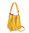 Жълта кожена чанта тип кошничка-2 снимка