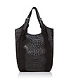 Черна кожена дамска чанта с релеф Alexandra-0 снимка