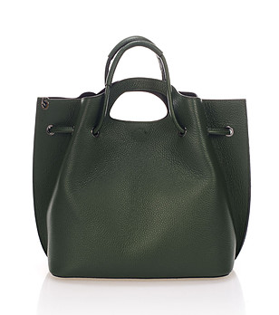 Ефектна тъмнозелена кожена чанта Sobella снимка