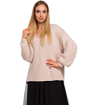 Дамски пуловер в цвят пудра Samila снимка