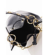 Тъмносиня кожена дамска чанта с ефектна дръжка Ledora-3 снимка