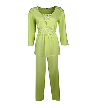 Памучна дамска пижама в цвят лайм Candace снимка