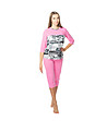 Памучна розова дамска пижама с принт Illona-0 снимка