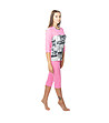 Памучна розова дамска пижама с принт Illona-2 снимка