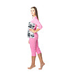 Памучна розова дамска пижама с принт Illona-4 снимка