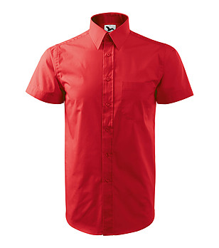 Червена памучна мъжка риза с къс ръкав Sammy снимка