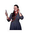 Червени спираловидни слушалки за телефон-2 снимка
