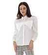 Бяла дамска памучна риза с буфан ръкави Lavoni-0 снимка